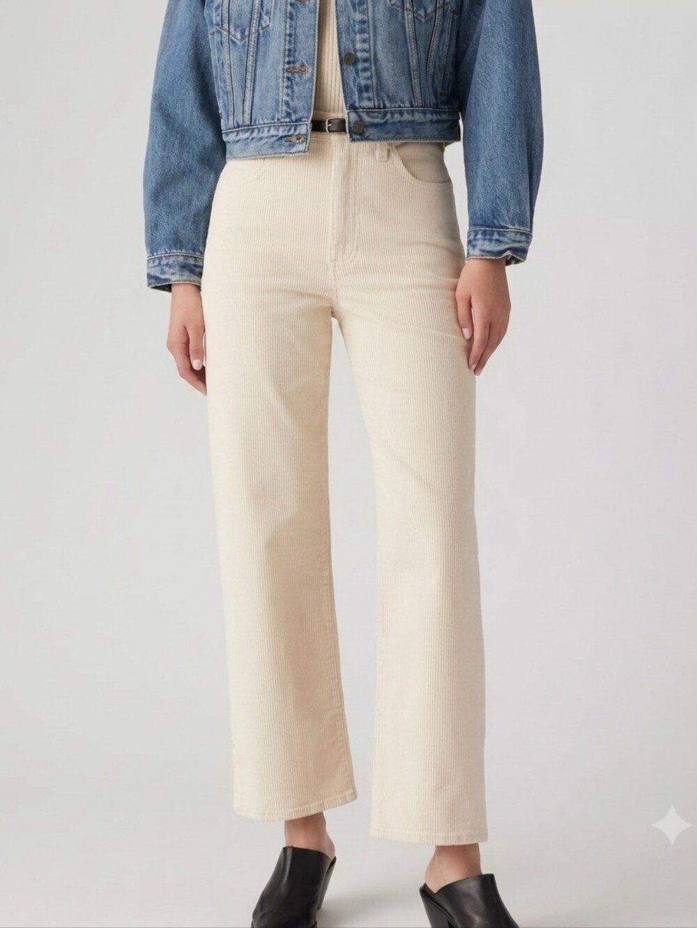Levis Women Corduroy Jeans Cream High Waist Straight Leg Clean Girl Minimalist